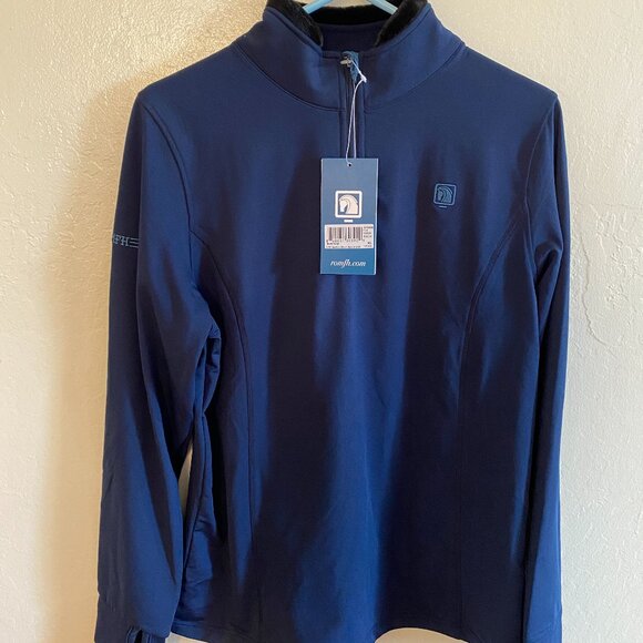 ROMFH Aachen Mock Zip Long Sleeve Shirt Dark Navy — Women’s XL — NWT - Picture 1 of 13